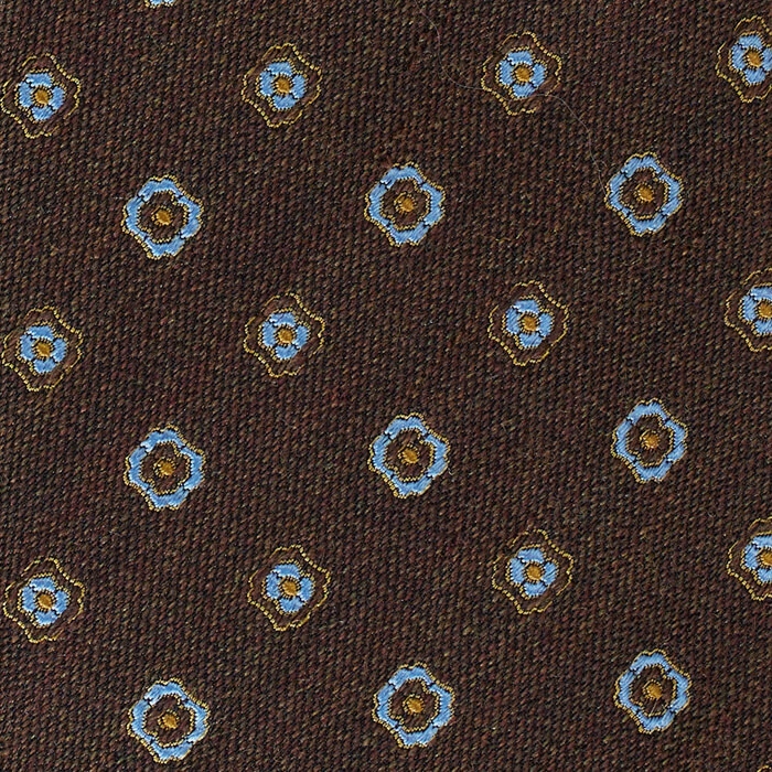 Jedwabno-wełniany brązowy krawat w kwiatki