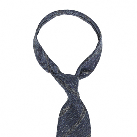 Navy silk tie with grey stripes