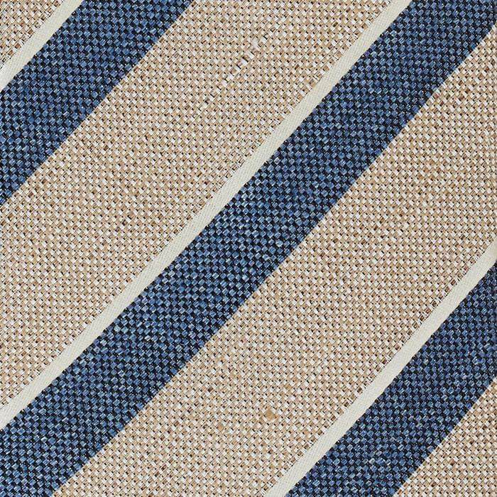 Lniano-jedwabny krawat w beżowo-niebieskie pasy