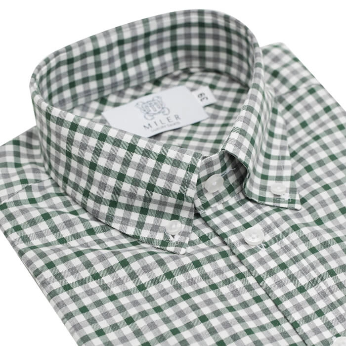 Koszula męska button-down w zielono-szarą kratkę