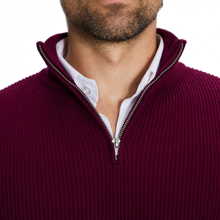 Bordowy sweter z suwakiem