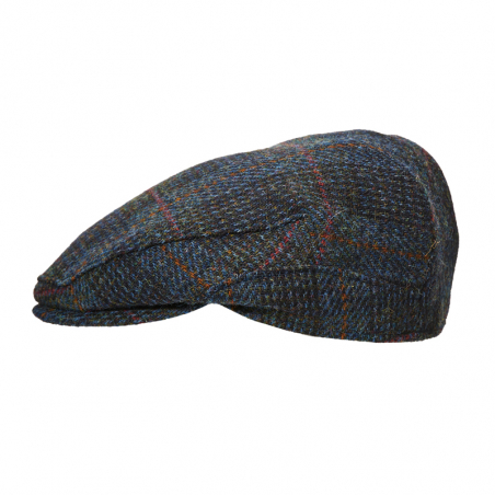 Men’s blue Harris Tweed flat cap with ear flaps – Raasay