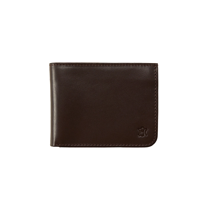 Brązowy skórzany portfel męski slim z miejscem na monety Street Wallet
