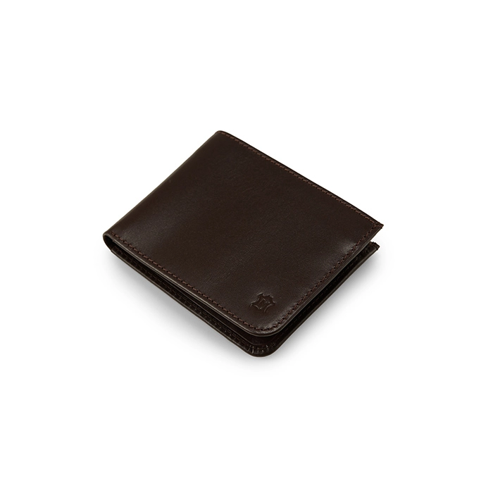 Brązowy skórzany portfel męski slim z miejscem na monety Street Wallet