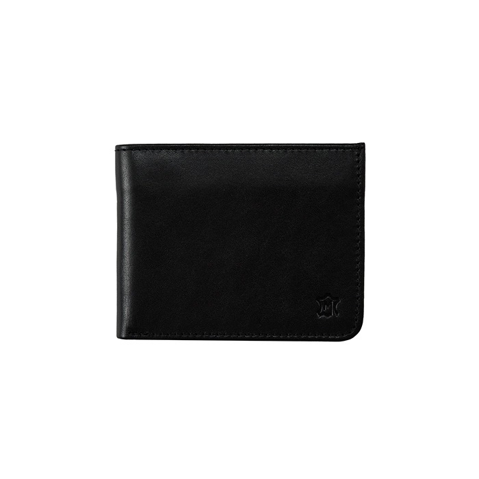 Czarny skórzany portfel męski slim z miejscem na monety Street Wallet
