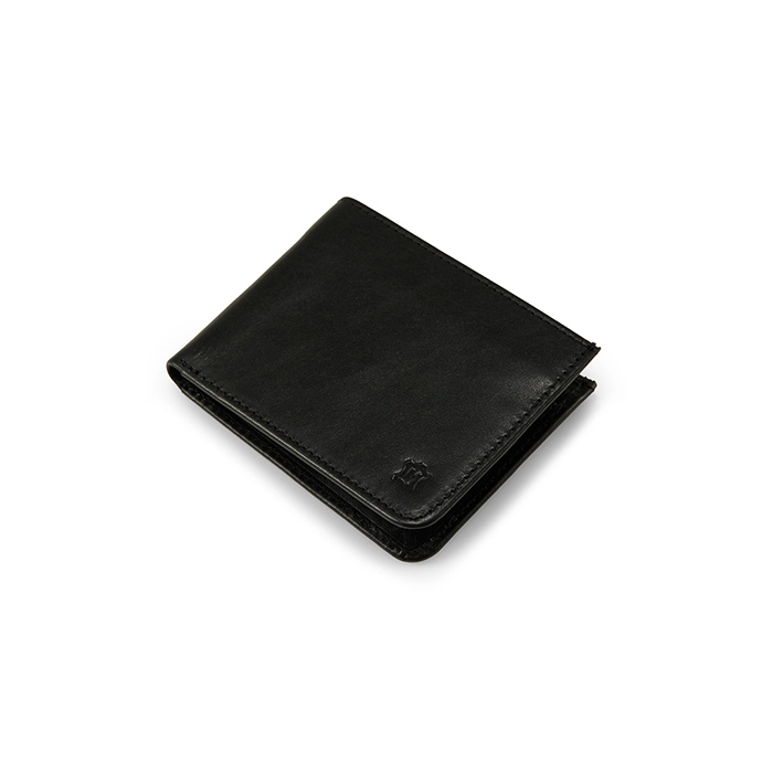 Czarny skórzany portfel męski slim z miejscem na monety Street Wallet