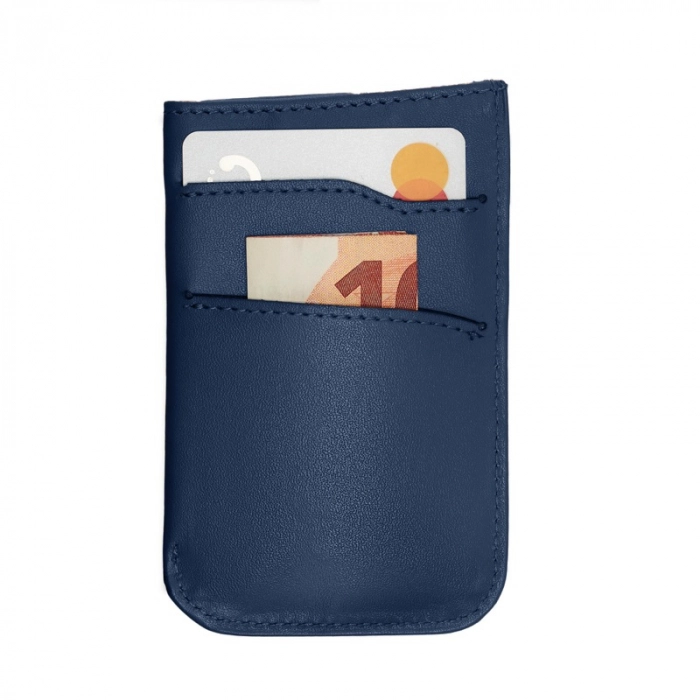 Niebieski skórzany portfel męski slim Mini Wallet