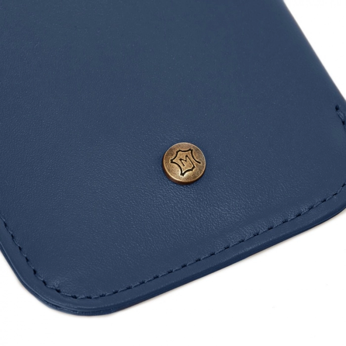Niebieski skórzany portfel męski slim Mini Wallet