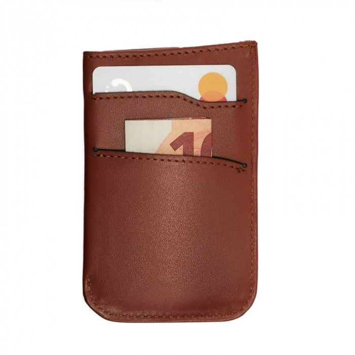 Koniakowy skórzany portfel męski slim Mini Wallet