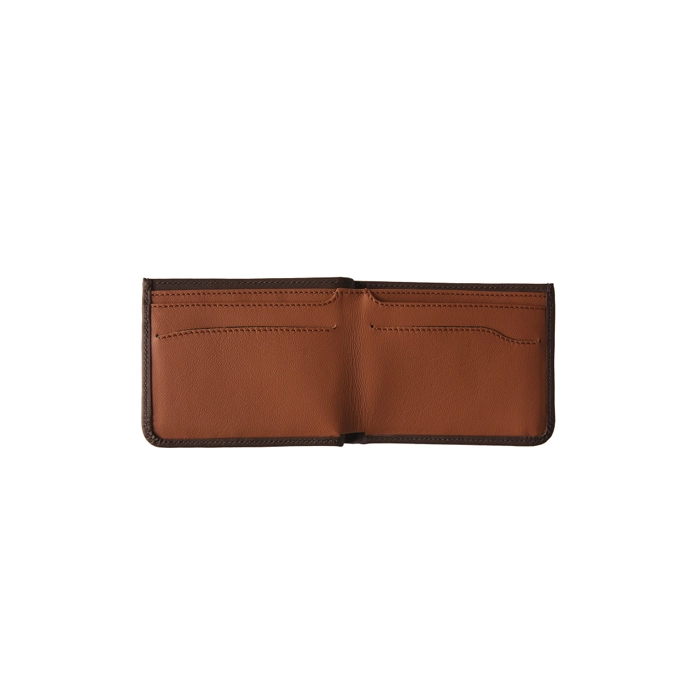 Brązowy skórzany portfel męski slim z miejscem na monety Street Wallet Duo z koniakowym wnętrzem