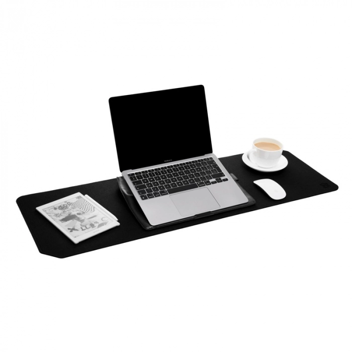 Czarna filcowa mata na biurko Office Pad w rozmiarze M 30x90cm