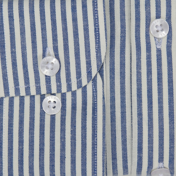 Koszula męska o splocie oxford w niebiesko-kremowy prążek