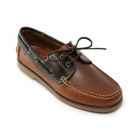 Chocolate-brown boat shoes