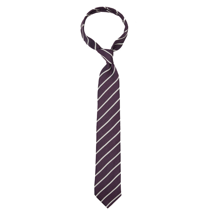 Silk-linen plum tie with diagonal stripes #2
