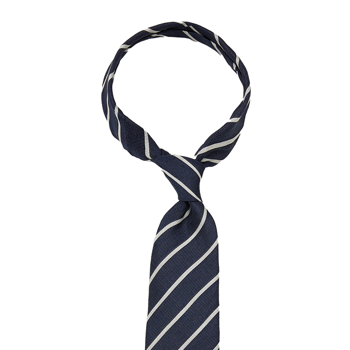 Silk-linen navy tie with diagonal stripes #0