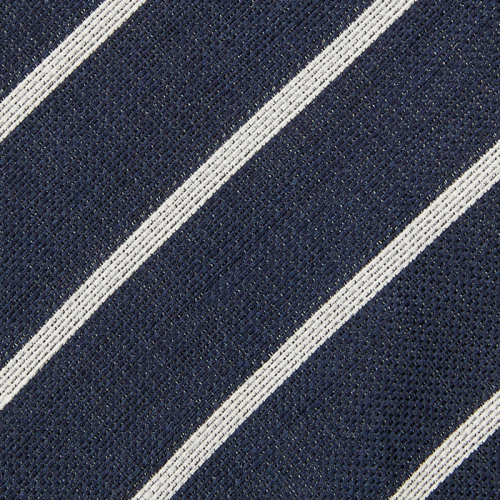 Silk-linen navy tie with diagonal stripes