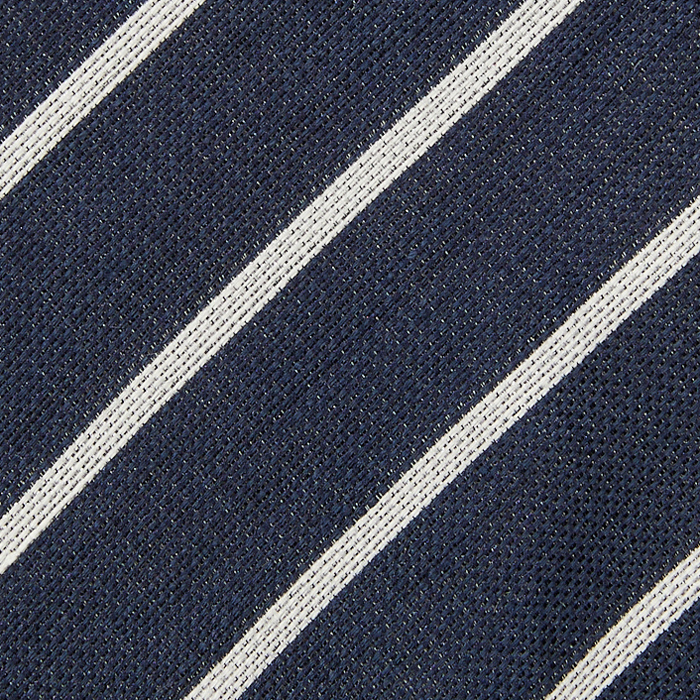 Silk-linen navy tie with diagonal stripes #1