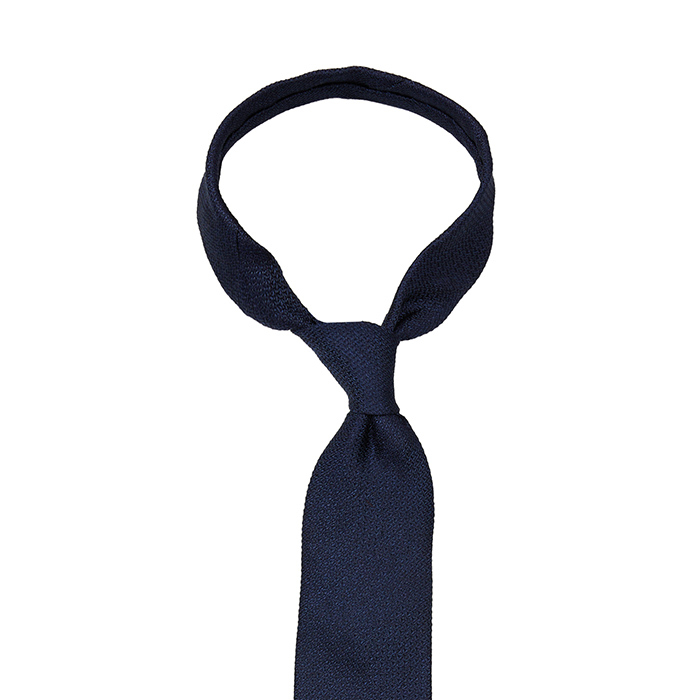 Jedwabno-lniany granatowy krawat