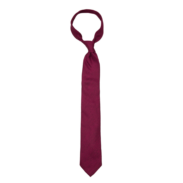 Jedwabno-lniany bordowy krawat