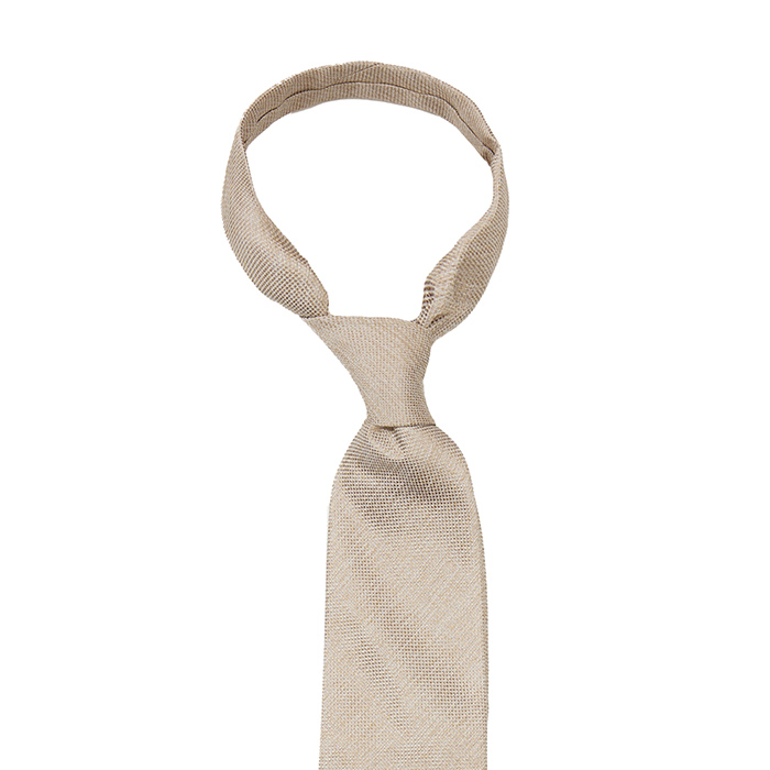 Bawełniano-jedwabny beżowy krawat