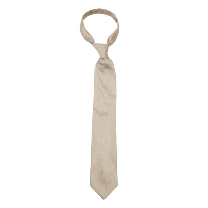Bawełniano-jedwabny beżowy krawat