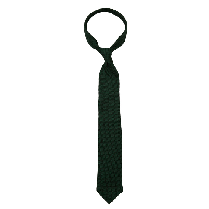 Bottle green silk grenadine tie – Garza Grossa, unlined #3