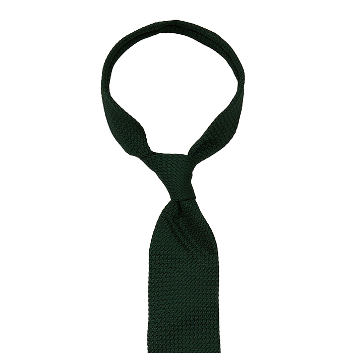 Bottle green silk grenadine tie – Garza Grossa, unlined #0