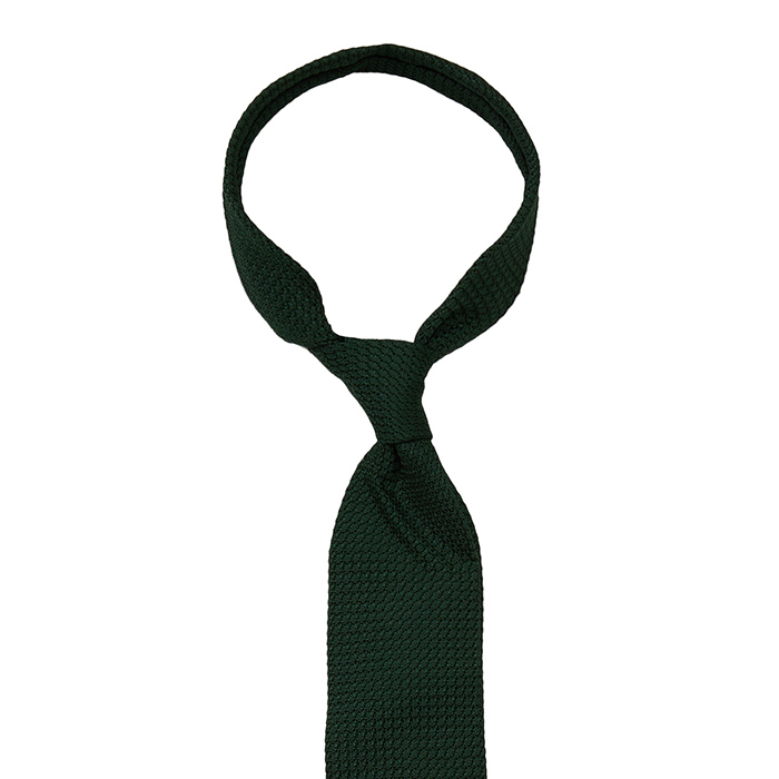 Butelkowozielony krawat z jedwabnej grenadyny garza grossa bez podszewki