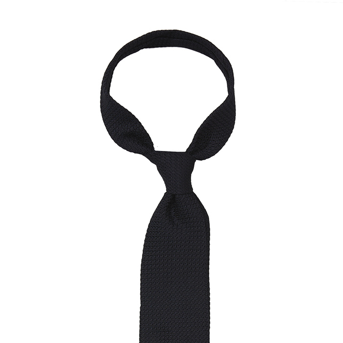 Granatowy krawat z jedwabnej grenadyny garza grossa bez podszewki