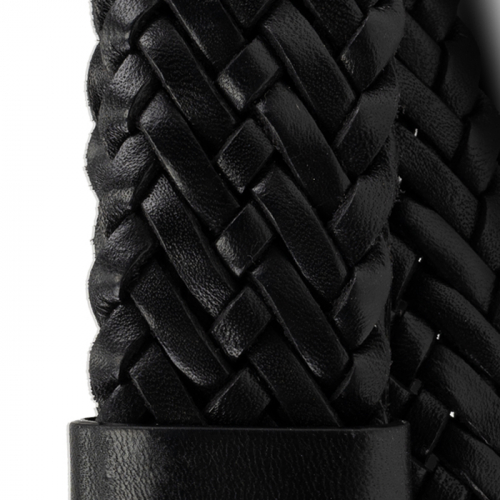 Men's black braided leather belt