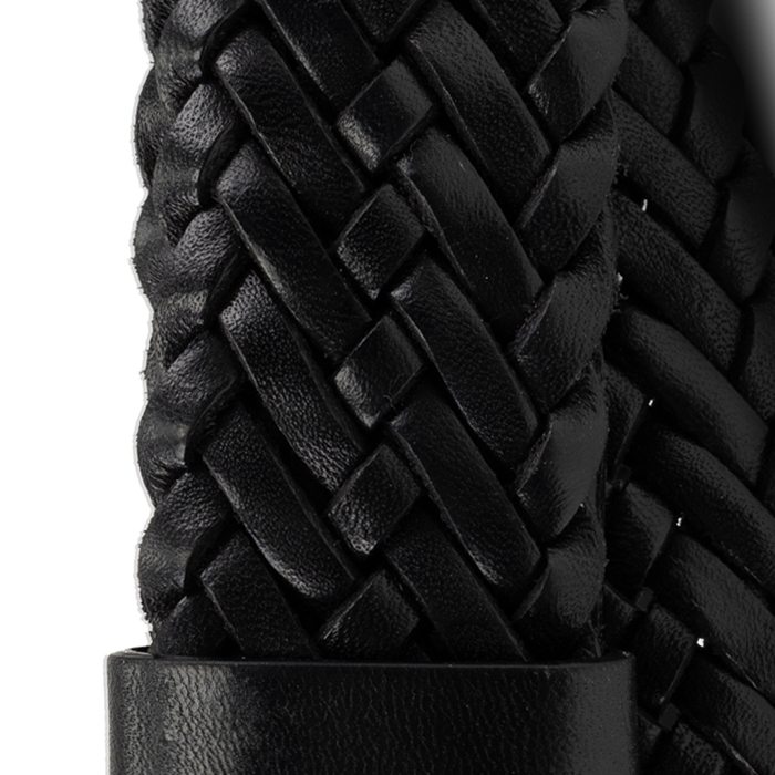 Men's black braided leather belt #1