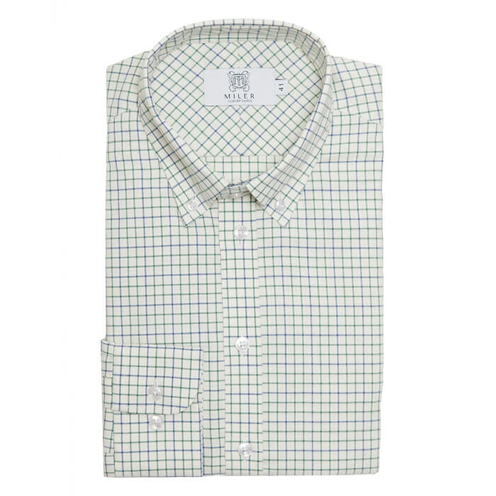 Męska koszula button down w granatowo-zieloną kratę