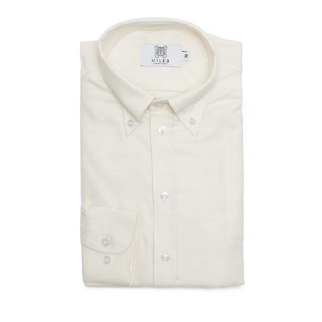 Men's cream flannel shirt with llama wool