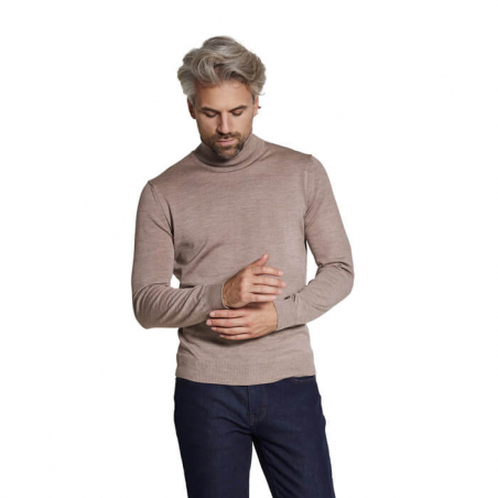 Men’s cappuccino merino wool turtleneck