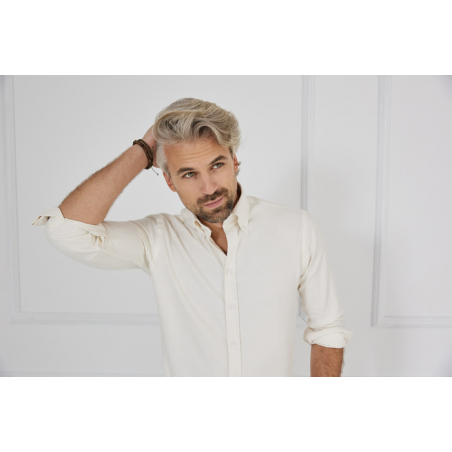 Men's cream flannel shirt with llama wool