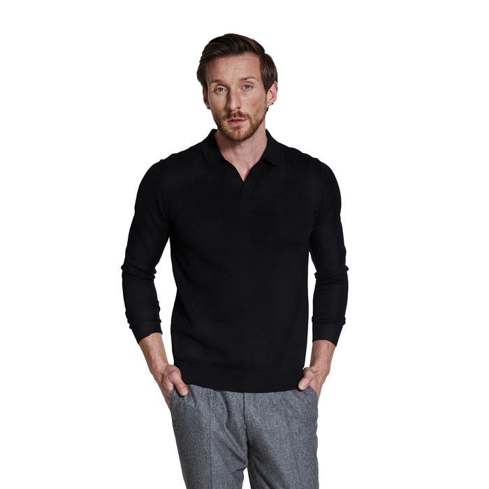 Czarny longsleeve z wełny merino