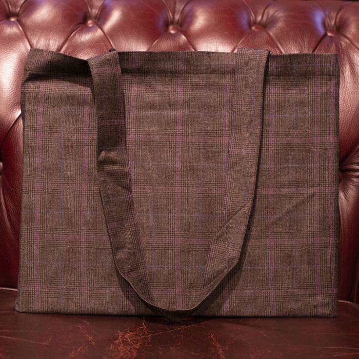 Graphite shoulder bag with purple check pattern #1