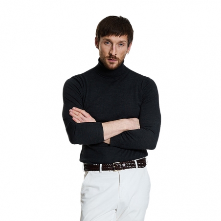 Graphite merino wool turtleneck