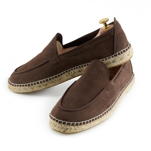 Męskie zamszowe brązowe espadryle