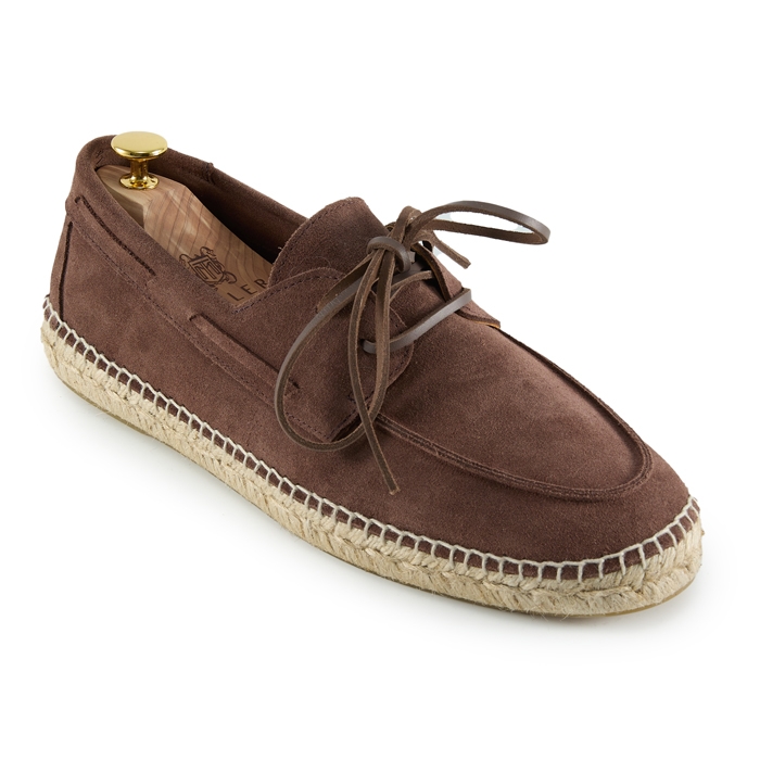 Brown suede boat shoe-style espadrilles #0