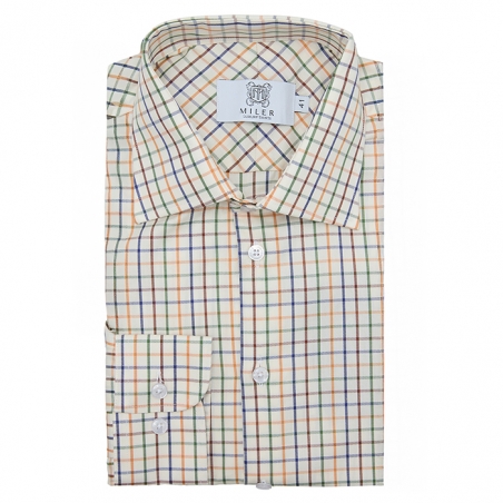 Beige men’s tattersall check shirt