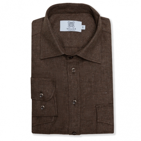 Men’s western shirt with a chest pocket in hazelnut brown