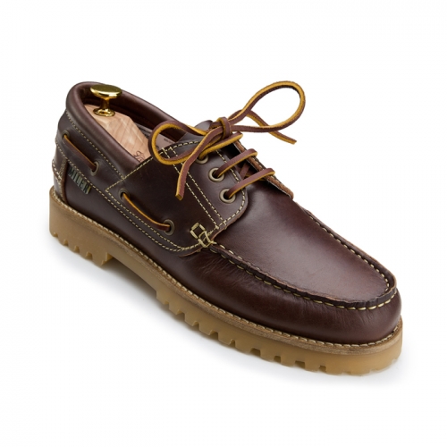 Brown boat shoes with a chunky sole