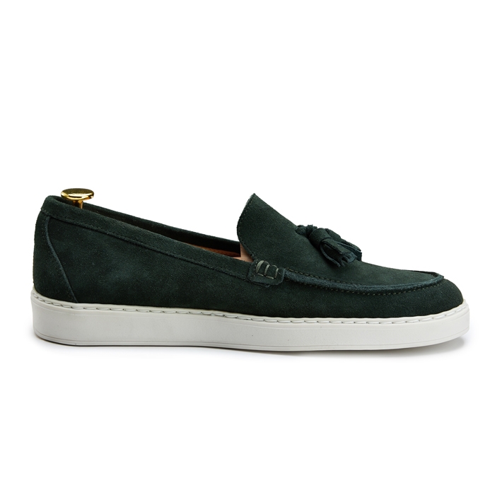 Men’s dark green suede tassel moccasins #2