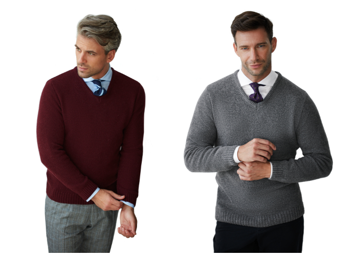 sweter v neck z krawatem