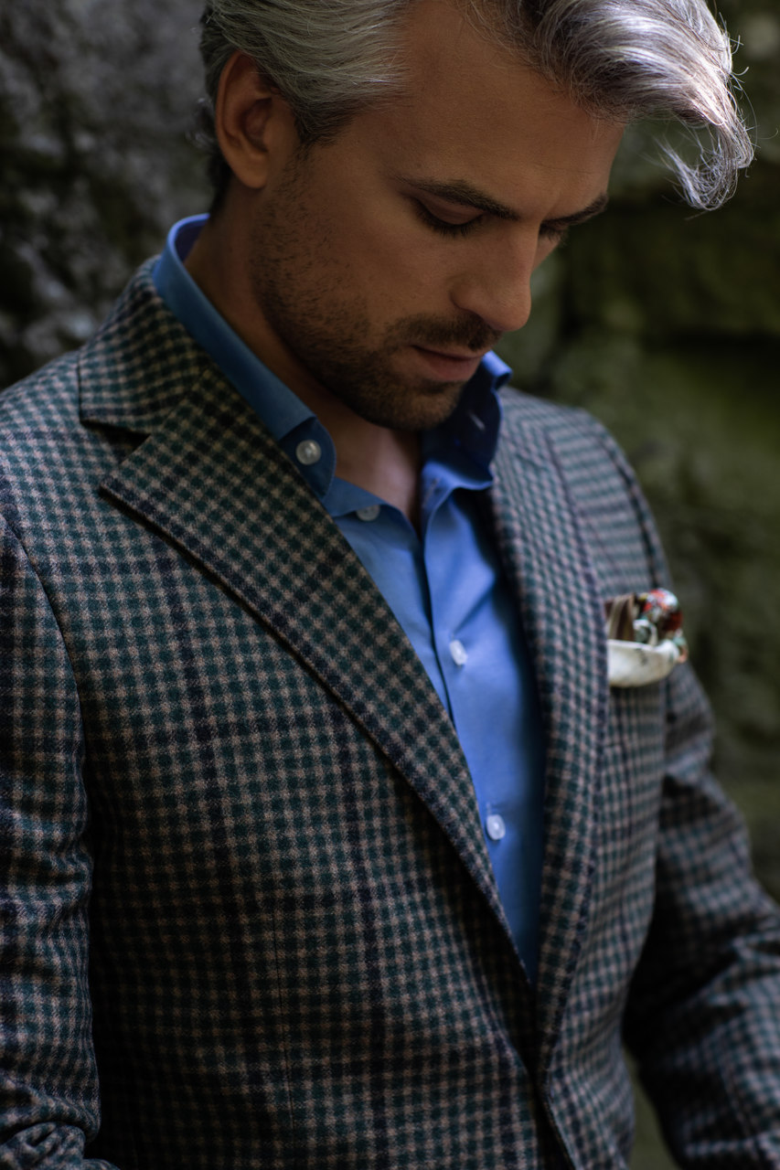 Green-brown Madeira jacket in small check