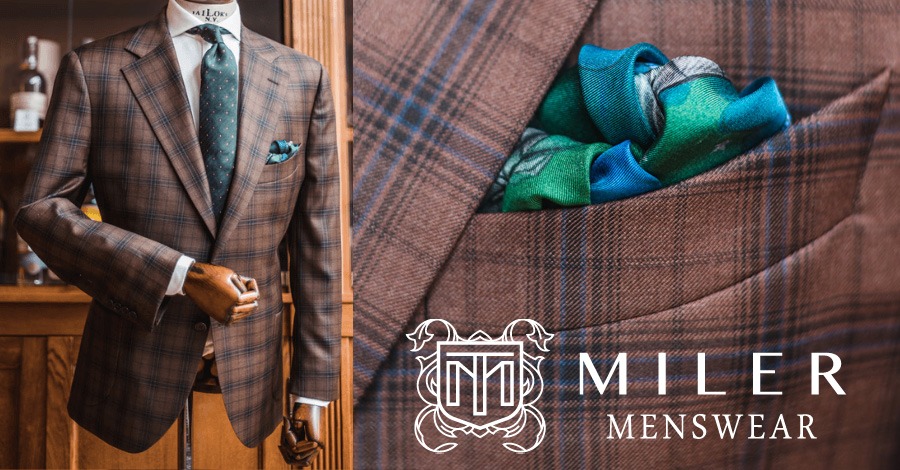 Single-breasted suit in brown checked fabric
