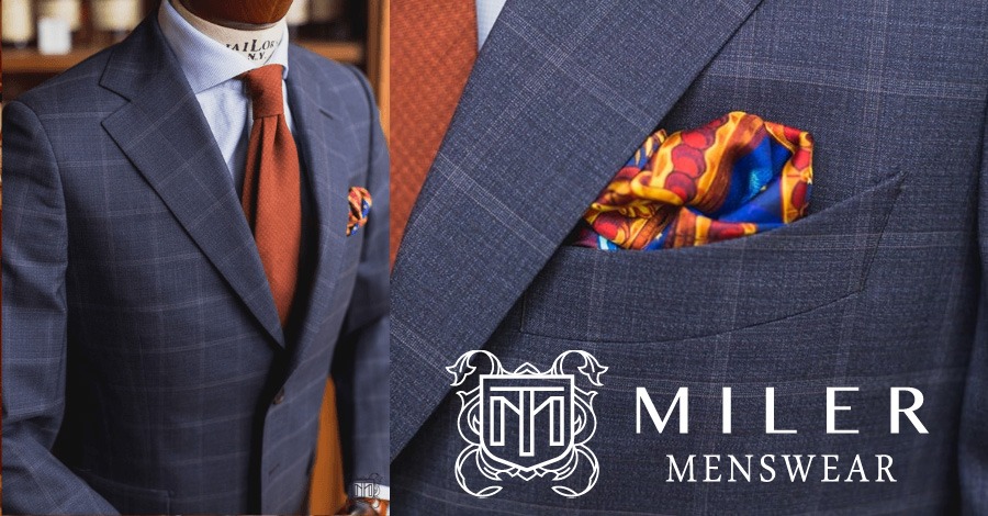 Navy windowpane check suit